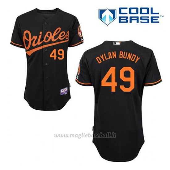 Maglia Baseball Uomo Baltimore Orioles 49 Dylan Bundy Nero Alterner Cool Base
